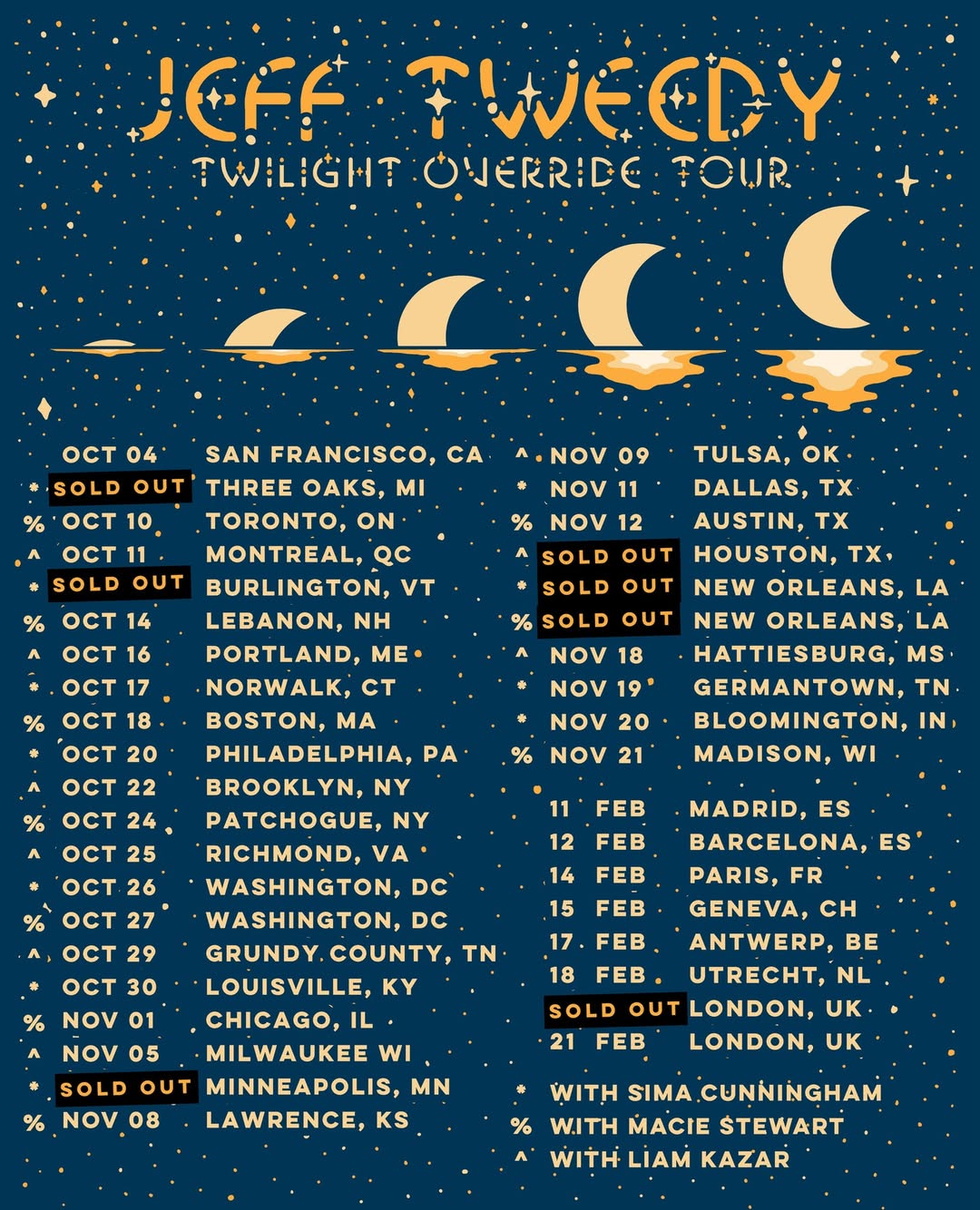 Jeff Tweedy Twilight Override Tour Poster 2025-2026